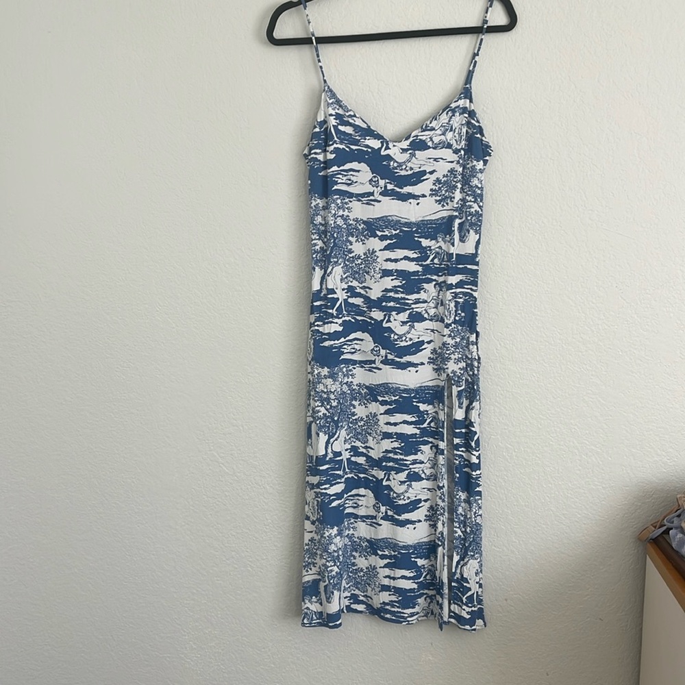 Reformation Blue and White Midi Dress